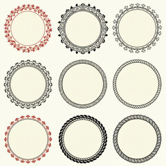 Elegant vintage circular frames for design projects, invitations, and branding needs