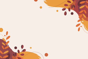 Autumn Leaves and Brush Strokes Decorative Frame with Warm Tones and Soft Background for Fall Designs and Festive Occasions