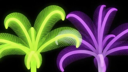 Abstract fluorescent plant forms