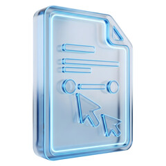 Document 3D, Document Process Icon, File Management, Arrow Process Icon, Transparent Glass File 3D Render