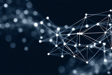 3D lattice of nodes connected by softly pulsing paths; varying thickness to imply weighting