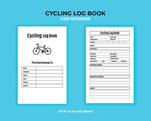 Cycling Logbook Interior – KDP Printable Bike Ride Tracking Journal