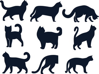 Black cat silhouette icon vector set for pet shop branding, animal lover designs, and feline-themed graphics.
