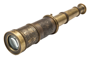 Antique Brass Telescope on AI generated by PNG