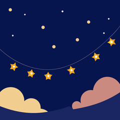 Whimsical star garland under a starry night sky