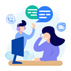 Illustration vector graphic cartoon character of contact us