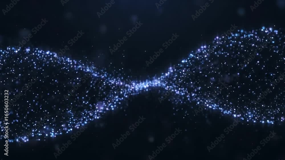 Aufkleber twisting clusters of glowing particles form a symmetrical shape against a dark speckled background