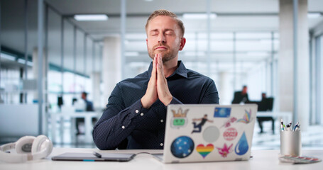 Religious Young Man Seeks Faith While Praying