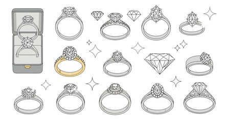 Elegant collection of diamond engagement rings for showcasing jewelry designs or planning your dream wedding