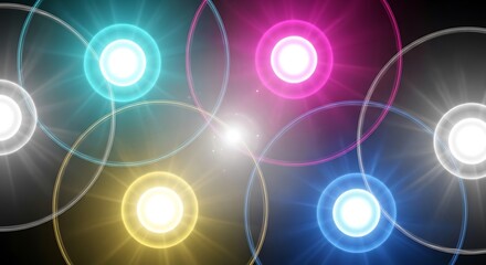Obraz premium Radiant overlapping circles generating a futuristic colorful light effect artwork