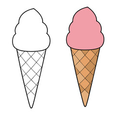 A sweet strawberry pink ice cream cone, swirled to perfection in a crisp waffle cone, offering a creamy, fruity delight that’s refreshing and irresistible on any day.

