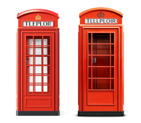 Iconic Telephone Booths: A classic representation of communication, these iconic red telephone booths stand side-by-side, exuding an air of nostalgia and history.