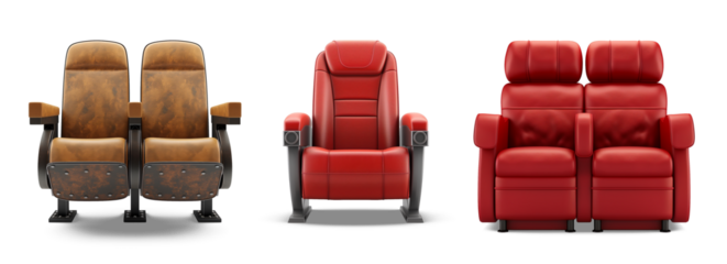 Seats in Theater: A neat collection of comfortable theater seats in a row of colors, offering viewers an overview of the available seating in the venue. 