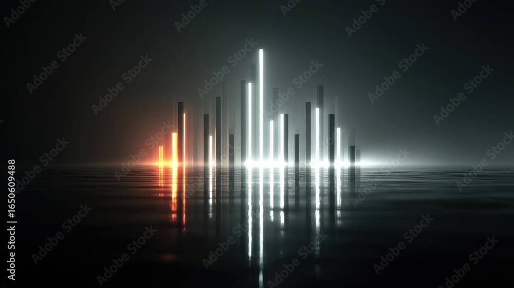 Poster minimalist visualizer bars pulsing to techno rhythms