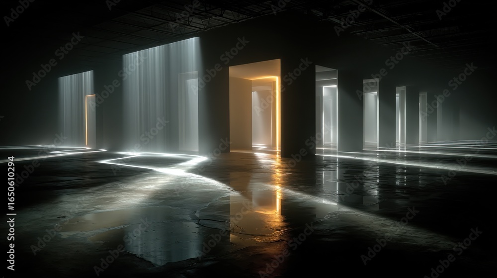 Poster techno lights creating minimalist shadowplay