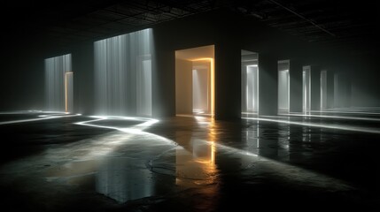 Fototapeta premium Techno lights creating minimalist shadowplay
