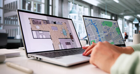 Female Real Estate Agent Using Virtual Designer