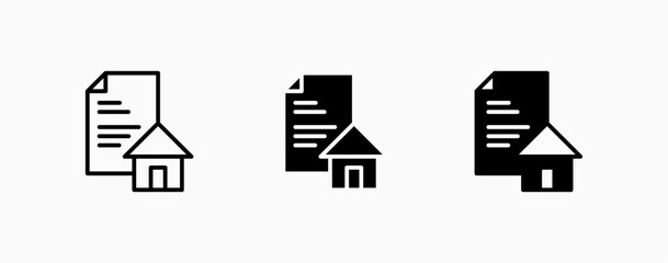 Icon set residence contract agreement. Finance and business concept design. Ui button web and apps.