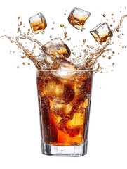 Advertisement Style Image of Iced Milk Tea with Energetic Splash