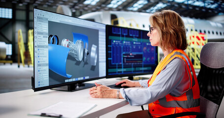 Senior Aerospace Technician Using CAD Software