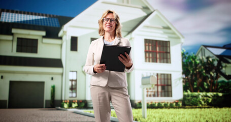 The Elderly Woman Signs Real Estate Contract