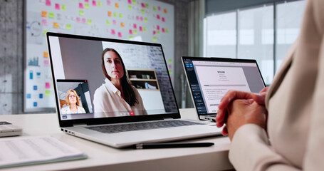Senior Woman Participates In Virtual Job