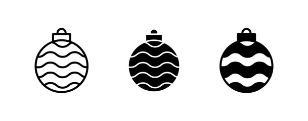 Icon set christmas ball decoration. Celebration winter season xmas. Decorative ornament icon.