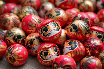 目標達成を祈願する、たくさんの赤い達磨