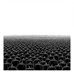 Naklejka premium Endless Field of Pumpkins A Monochrome Harvest