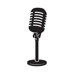 Fototapeta premium Vintage microphone silhouette on stand