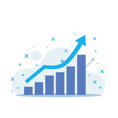 Modern Flat Design Upward Trend Graph and Arrow Business Illustration