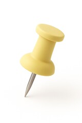 3D Pastel Yellow Push Pin with Matte Texture Isolated on White