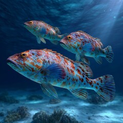 Fototapeta premium Colorful Fish Swimming in Underwater Coral Reef Environment