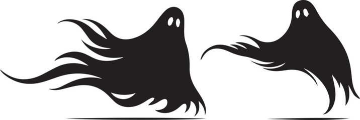 Black Ghost Silhouette Icons for Halloween Designs

Spooky Ghost Shadow Figures in Black Vector Art

Halloween Ghost Outline with Minimal Eyes

Stylized Ghost Silhouette Graphic for Decorations