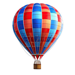 Colorful hot air balloon,  red and blue stripes