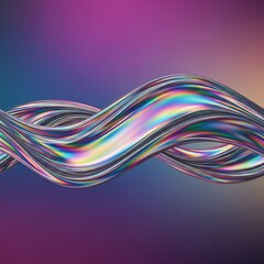 Iridescent ribbon flowing against gradient background
