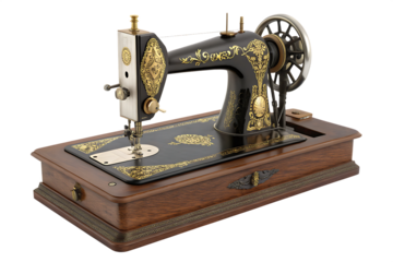 Antique Sewing Machine Displayed on AI generated by PNG