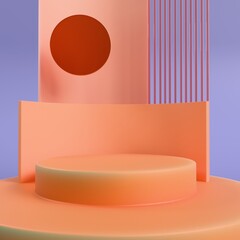 Peach Geometric Product Display 3D Rendering