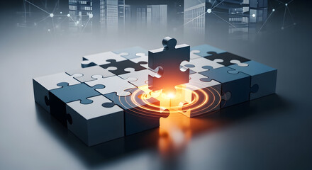 Strategic solution finding through collaborative puzzle assembly, symbolizing connection and success.