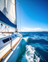 Obraz premium Sailing yacht on a blue sea