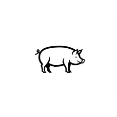 Fototapeta premium Minimalist pig icon logo design. Black and white vector illustration of a happy farm animal, perfect for butcher or agricultural branding.