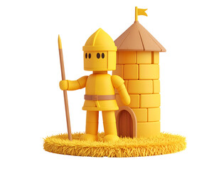 Yellow Knight 3D Illustration