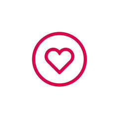 Vibrant red heart icon inside circle offers love and care