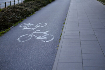 Dedicated Bicycle Lane with Road Marking Beside Pedestrian Sidewalk
