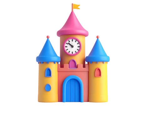 Colorful 3D Cartoon Castle Illustration