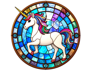 Rainbow Unicorn Stained Glass Illustration