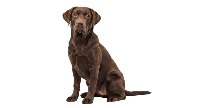Isolated Chocolate Labrador Retriever Sitting