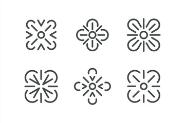 Geometric elements for your project. Four leaf decor emblem with dotted line.