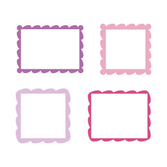 Geometric minimalistic wavy border set in modern style. Vector frames for packaging, labels, postcards, invitations, social media post.