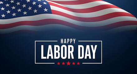 Happy Labor Day vector design with USA flag and simple background